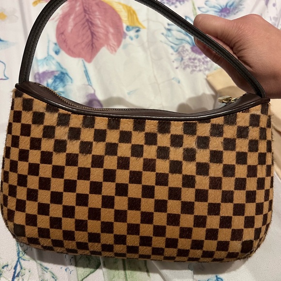Brown Checkerboard Shoulder Bag - Picture 1 of 16